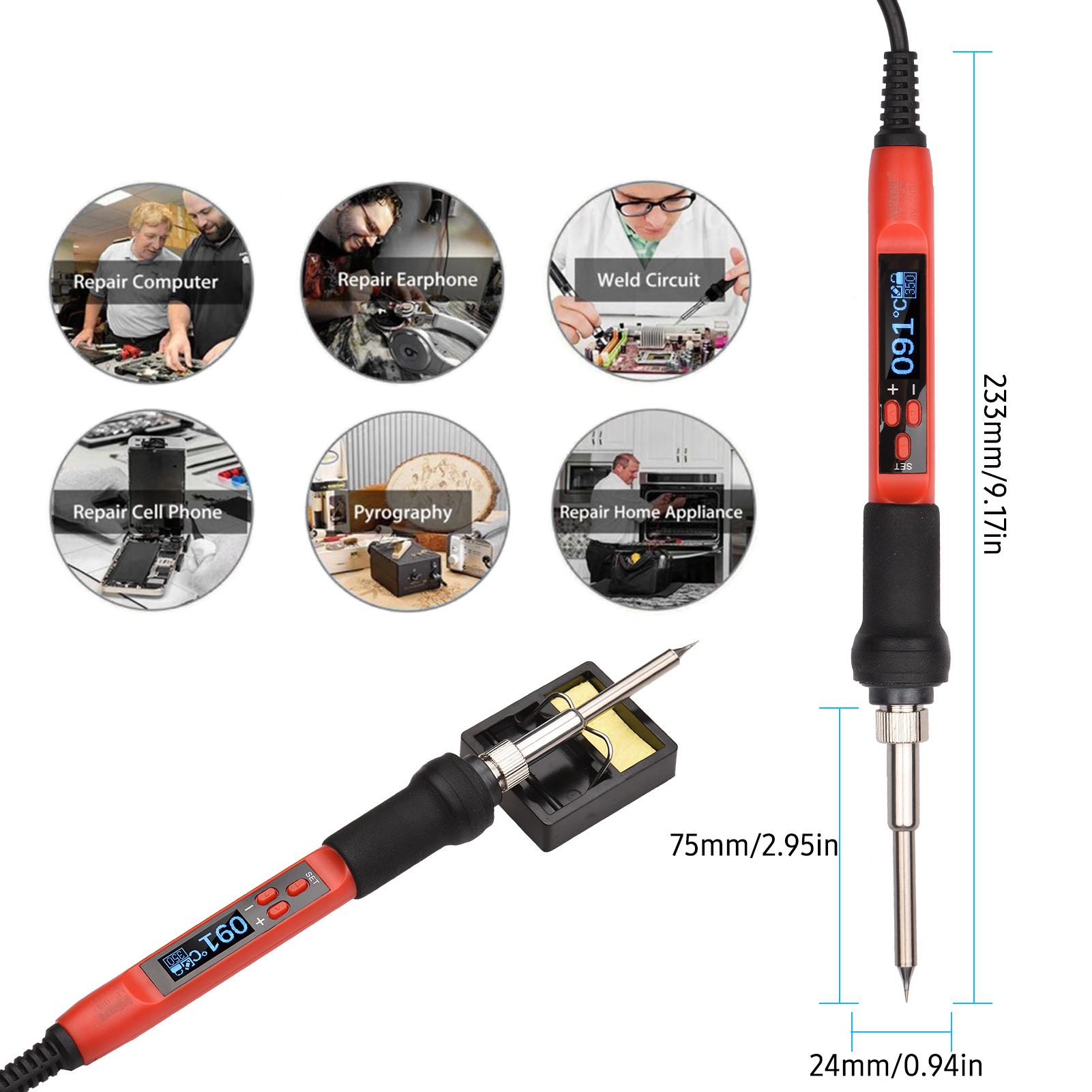 68W USB Digital Display Soldering Iron Mini Portable Welding Tool Adjustable Temperature 200~480℃ Soldering Pen for Electronic Works and Repairs