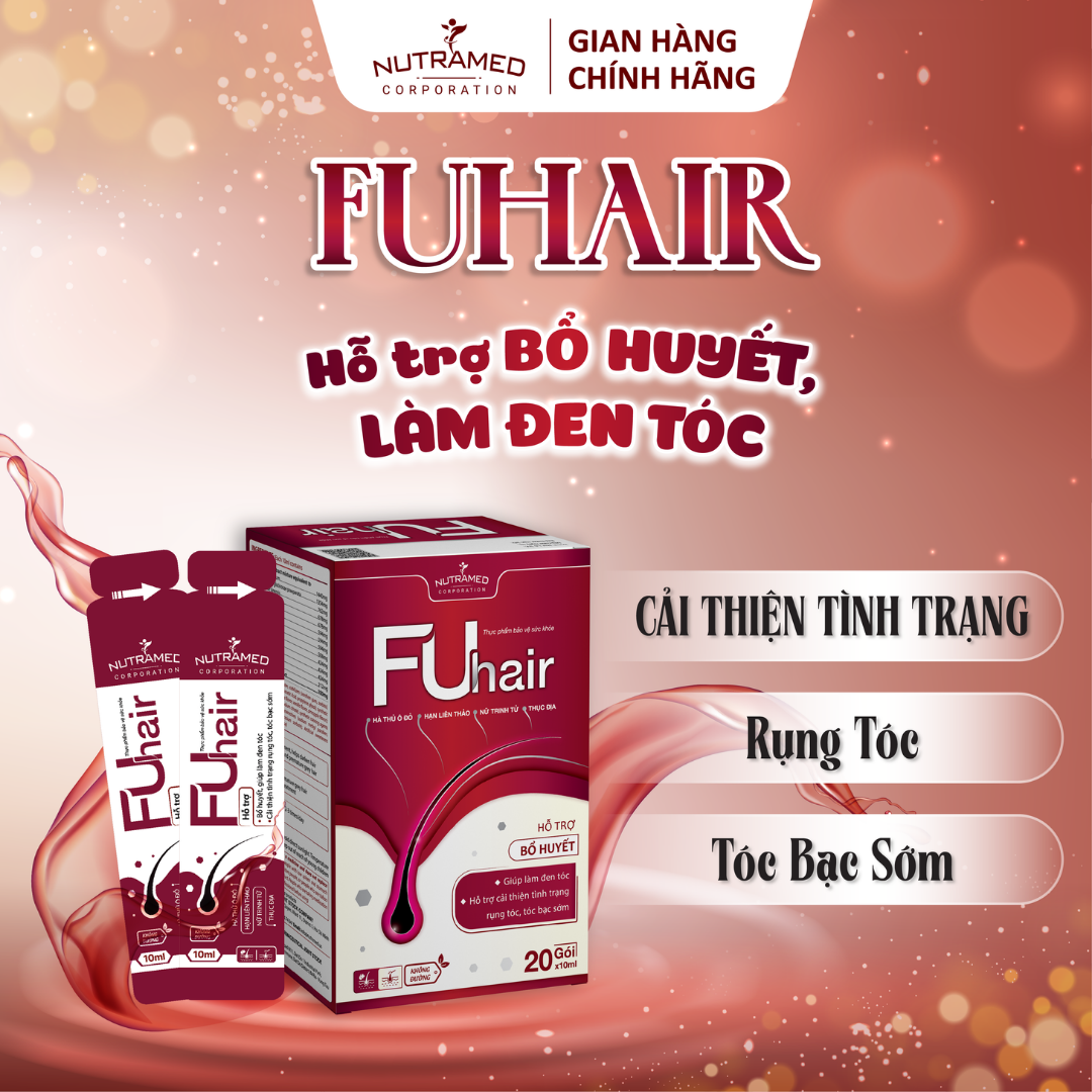Gói uống Fuhair hỗ trợ bổ huyết, đen tóc, đẹp da cho phái đẹp (20 gói) - Nutramed