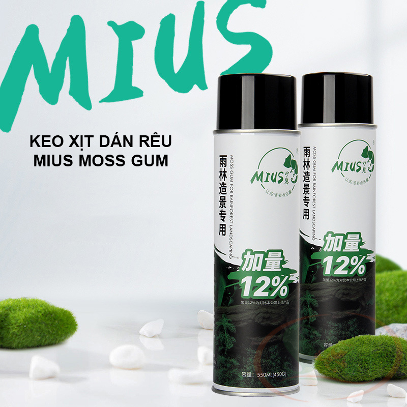 Keo xịt dán rêu Mius Moss Gum đa năng dán cây thủy sinh bán cạn tiểu cảnh