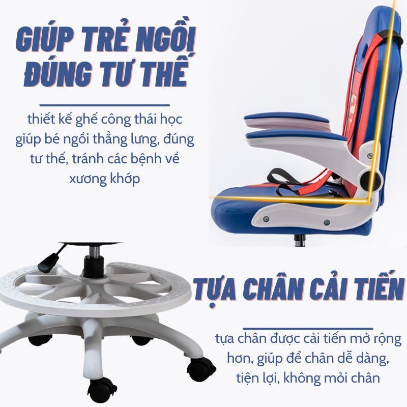 Ghế ngồi học chống gù Sakawin G50 Pro, Ghế học sinh ngồi đúng tư thế, Nâng hạ chiều cao, Có khoá bánh