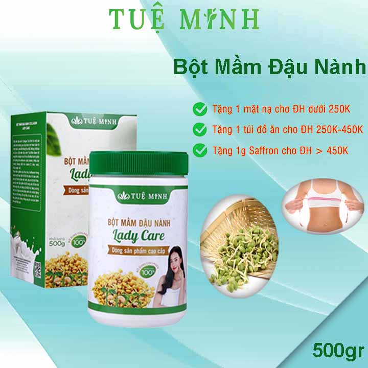 Mầm đậu nành nguyên xơ Tuệ Minh có đủ giấy ATVSTP hộp 0.5 kg