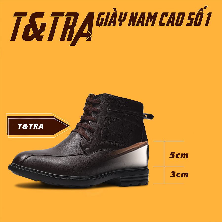 [ 10CM ] Giày Độn Nam T&amp;TRA T117 Nâu Tối