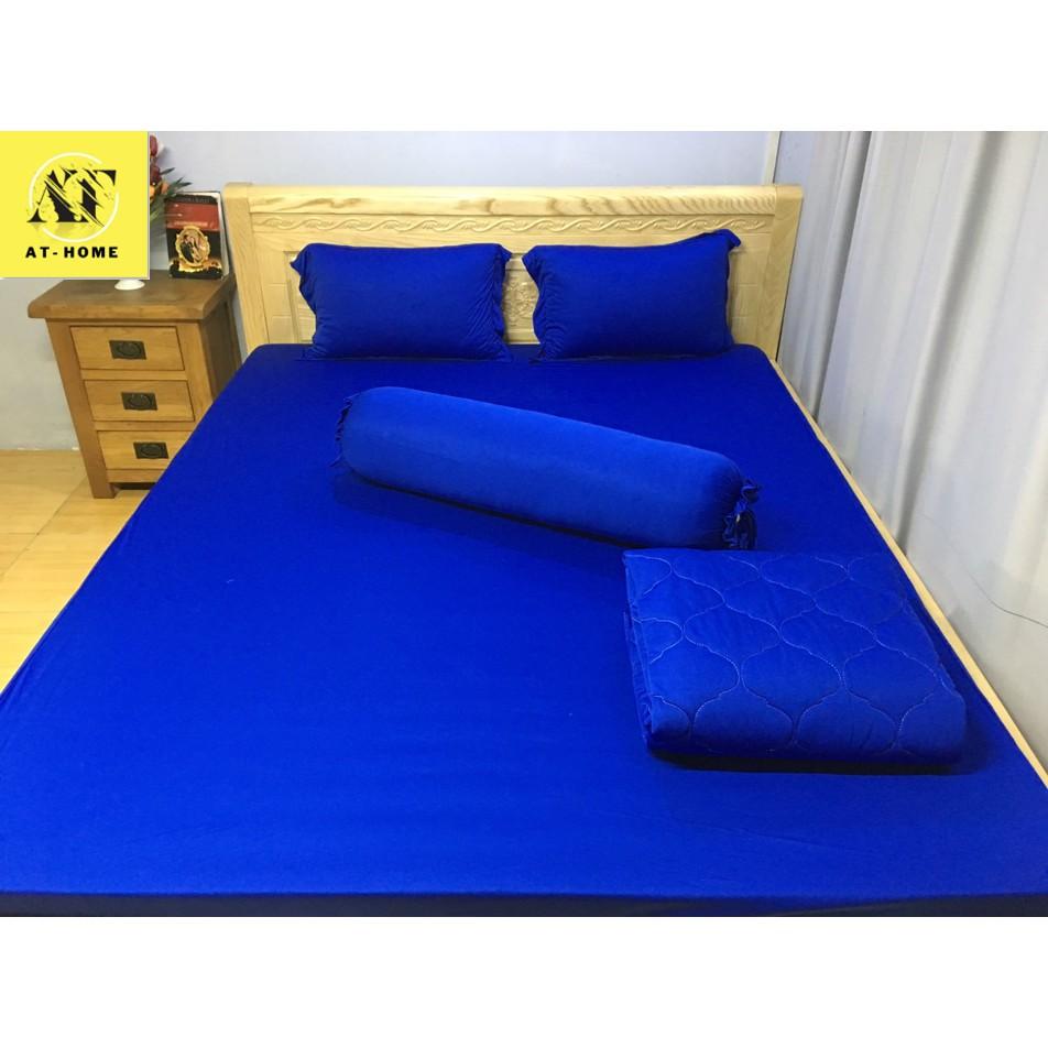 Bộ 4 Món Ga Gối Thun Mát Mềm Thun Lạnh Cao Cấp LAN PHAM BEDDING- Màu Xanh Coban