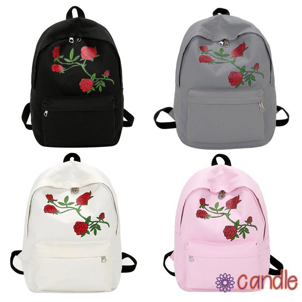 Ba Lô Vải Canvas Cỡ Lớn In Hoa Xinh Xắn Cho Nữ