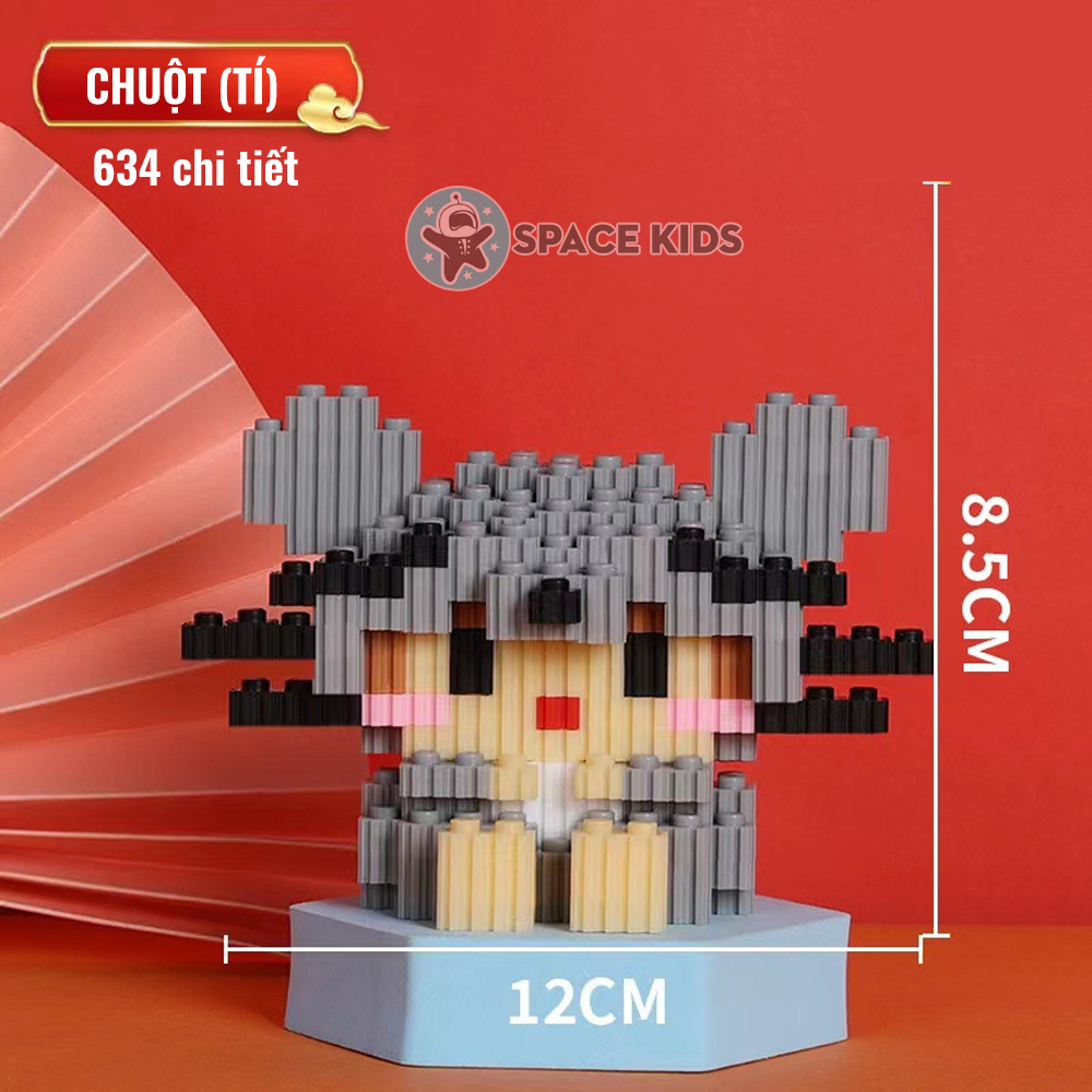 Đồ chơi cho bé lắp ráp mô hình 3d mini, mô hình 12 con giáp dễ thương