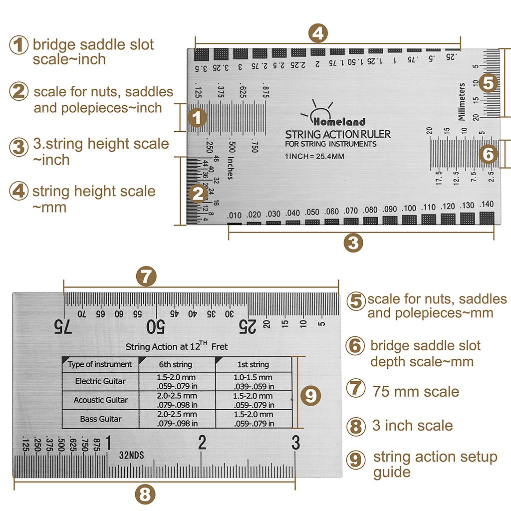 String Action Ruler Gauge Electric Guitar Luthier Tool