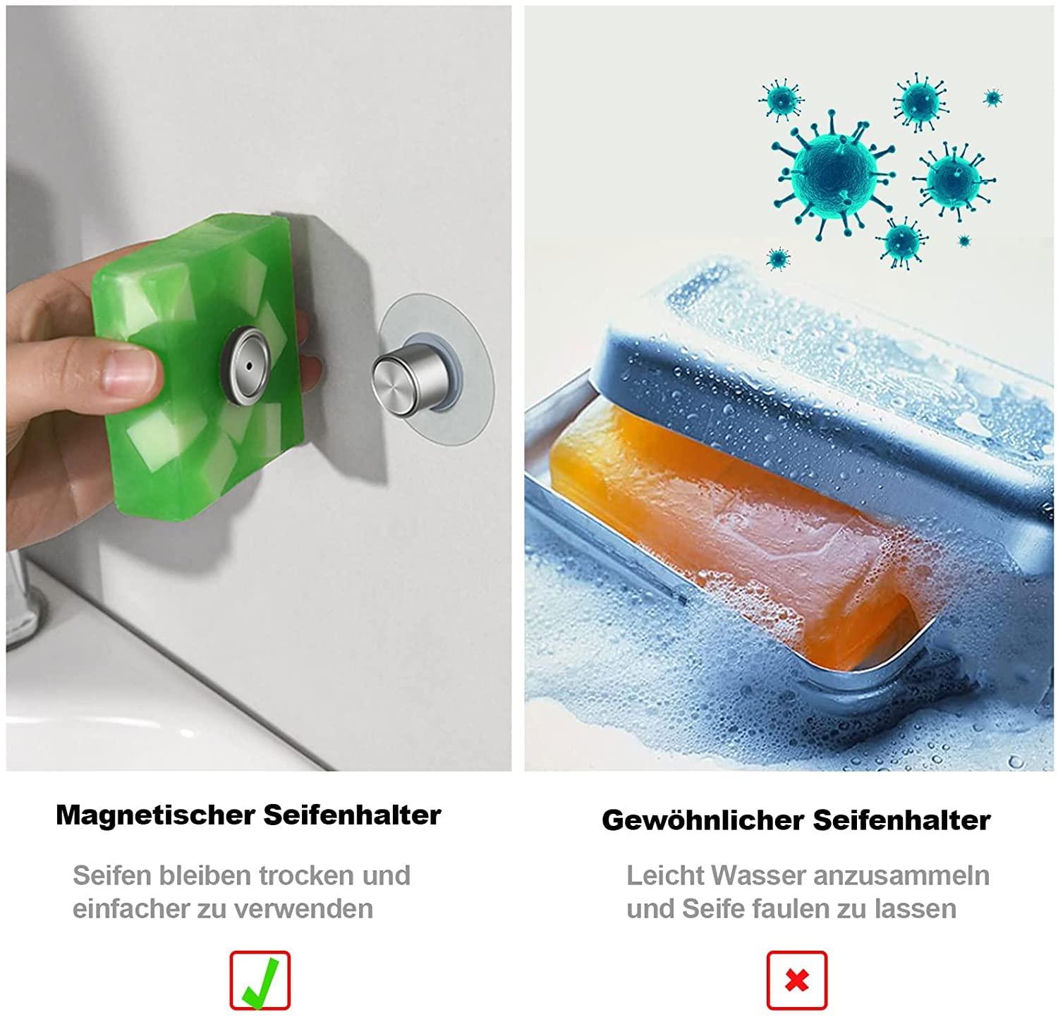 Rất nhiều 3 giá đỡ bồn rửa từ tính | Self -enimme cá mập tắm savon | Hỗ trợ tường bằng thép không gỉ mà không cần khoan nhà bếp WC , 3,1 x 1.9 1.6 cm