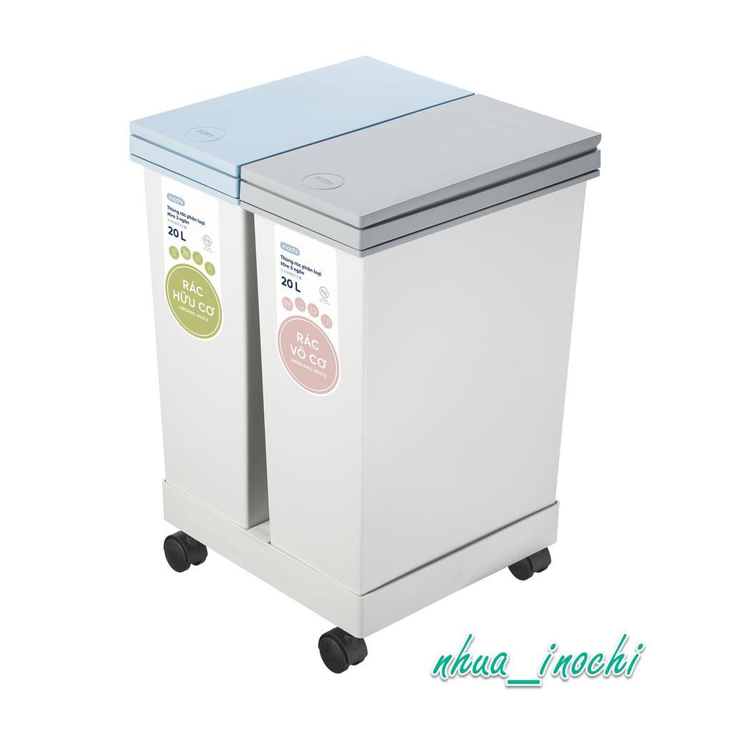 Thùng rác phân loại Inochi 2 ngăn (40L nút bấm)