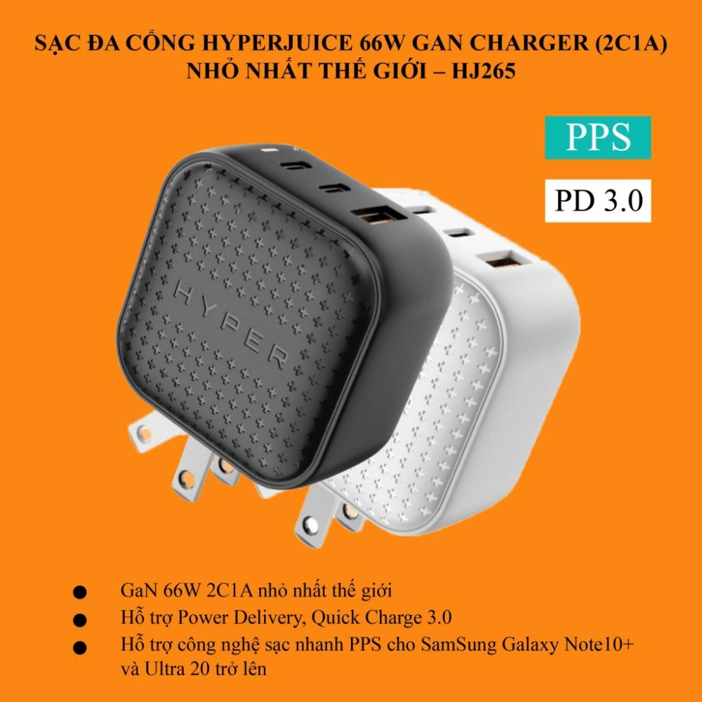 Sạc đa cổng HyperJuice 66W GaN Charger Hàng Chính Hãng