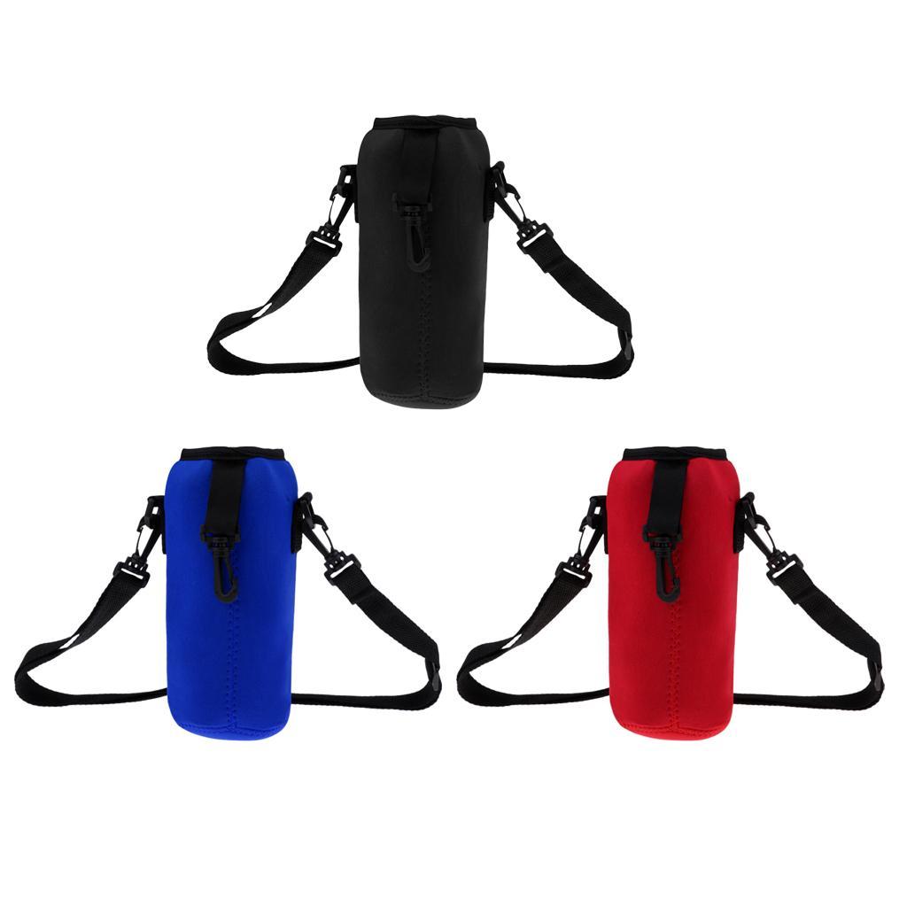 2x1000ml Sports Water Bottle Holder Sleeve Bag Neoprene Carry Pouch Case Black