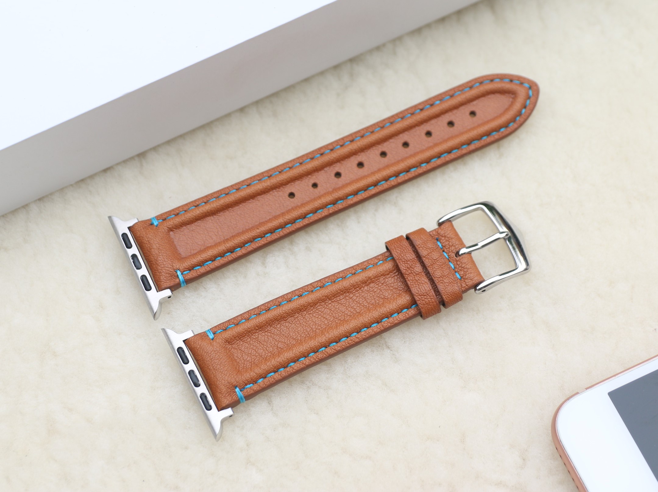 Dây Da Thay Thế Dành Cho Apple Watch Da Bò Sáp Phong Cách Gân Đọc Đáo Khóa Thép 316L Dành Cho Series SE 7| 6 | 5 | 4 | 3 | 2 | 1