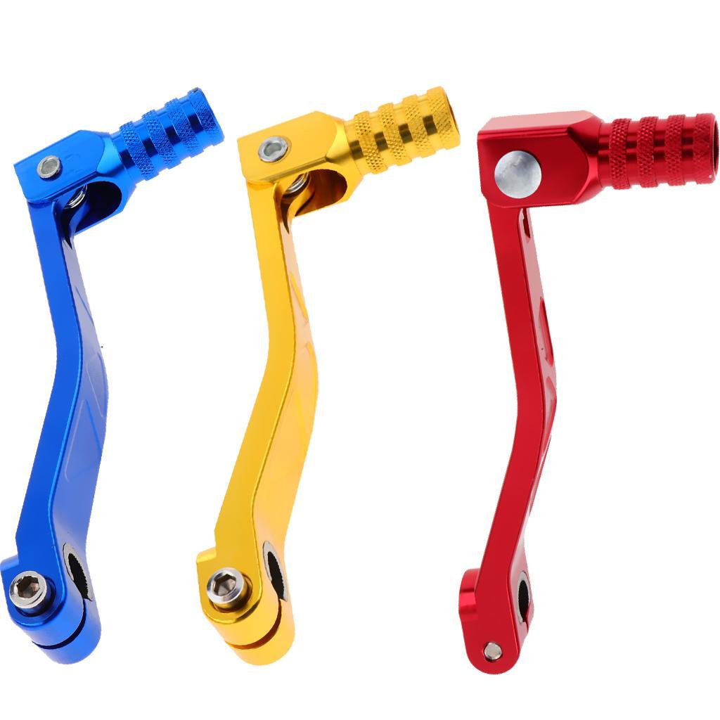 Universal Motorcycle CNC Adjustable Folding Gear Shift Lever Blue + Red
