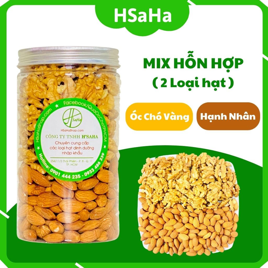 Mix Hạt Dinh Dưỡng Tách Vỏ 2 Loại ( Hạt óc chó Vàng + Hạnh Nhân )  HSaHa  