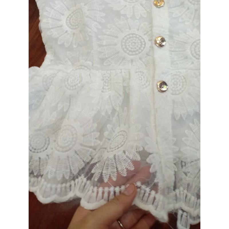 Áo kiểu, Áo ren, hoa nổi peplum tay bồng hai lớp hàng đẹp