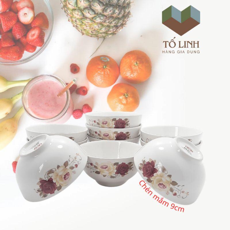 Combo 10 chén mắm sứ hoa,Set 10 chén mắm sứ hoa