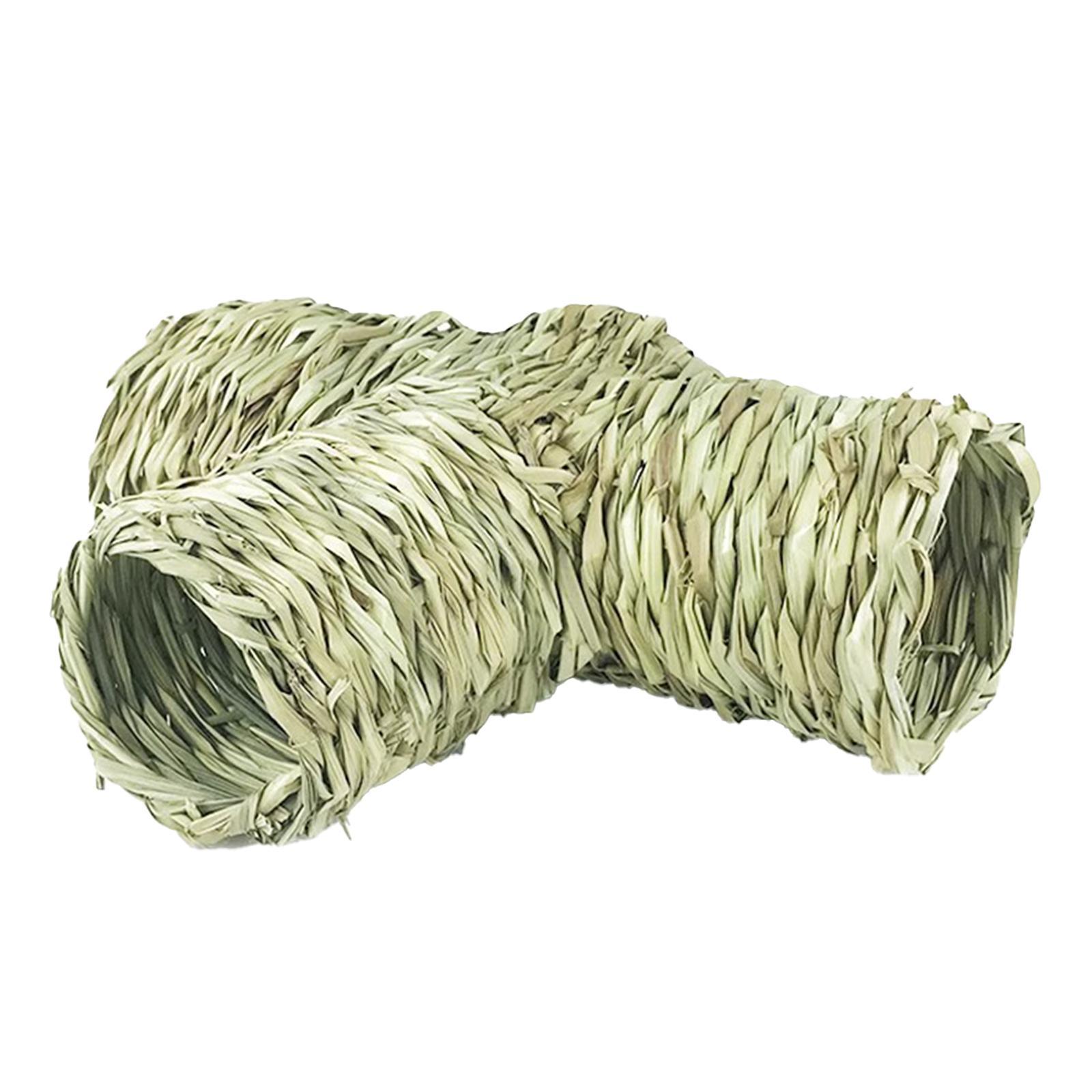 Hamster Grass Tunnel Interactive Toy Hay Bed Cage Cottage Hut Rabbit Tunnel Tube for Hamster Rat Squirrels Ferret