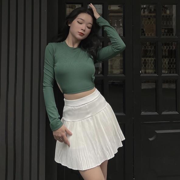 BBSTORE'S Áo Thun Tay Dài Hở Lưng -A1045