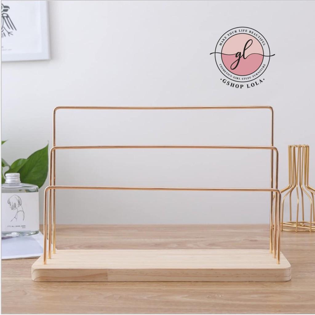 Kệ treo trang sức gold đế gỗ