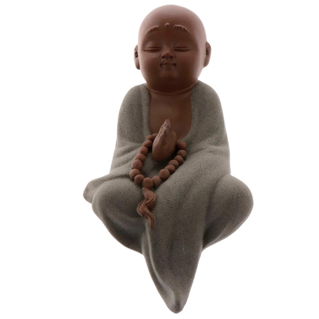 Ceramic Small Buddha Statue kung fu Monk Figurine Tea pet Ornament Style1