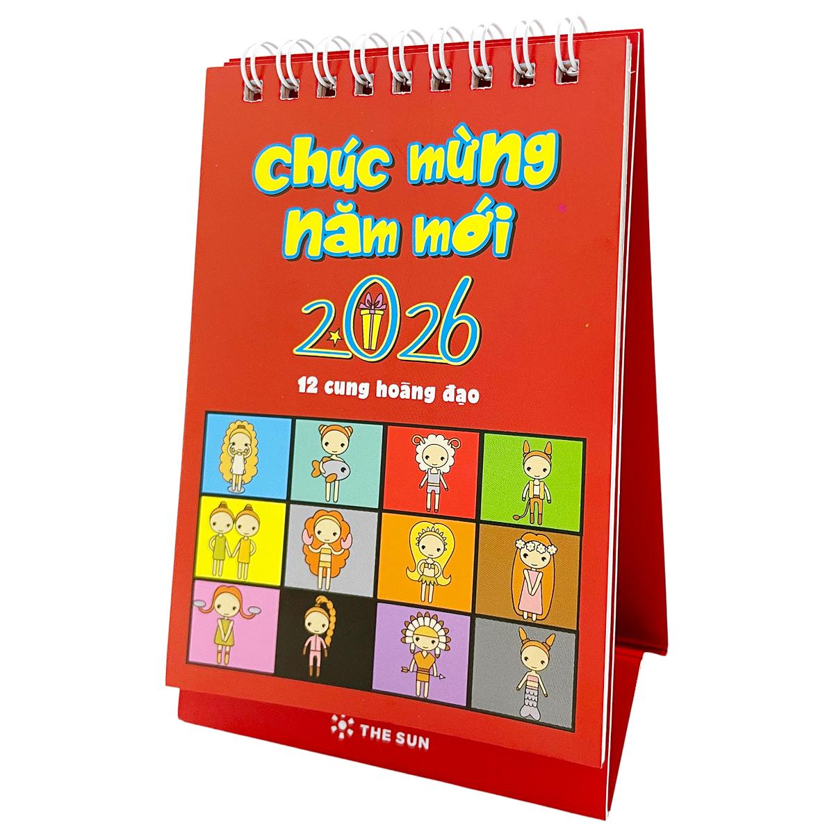 Lịch Bàn Chữ A 2026 - The Sun - 12 Cung Hoàng Đạo