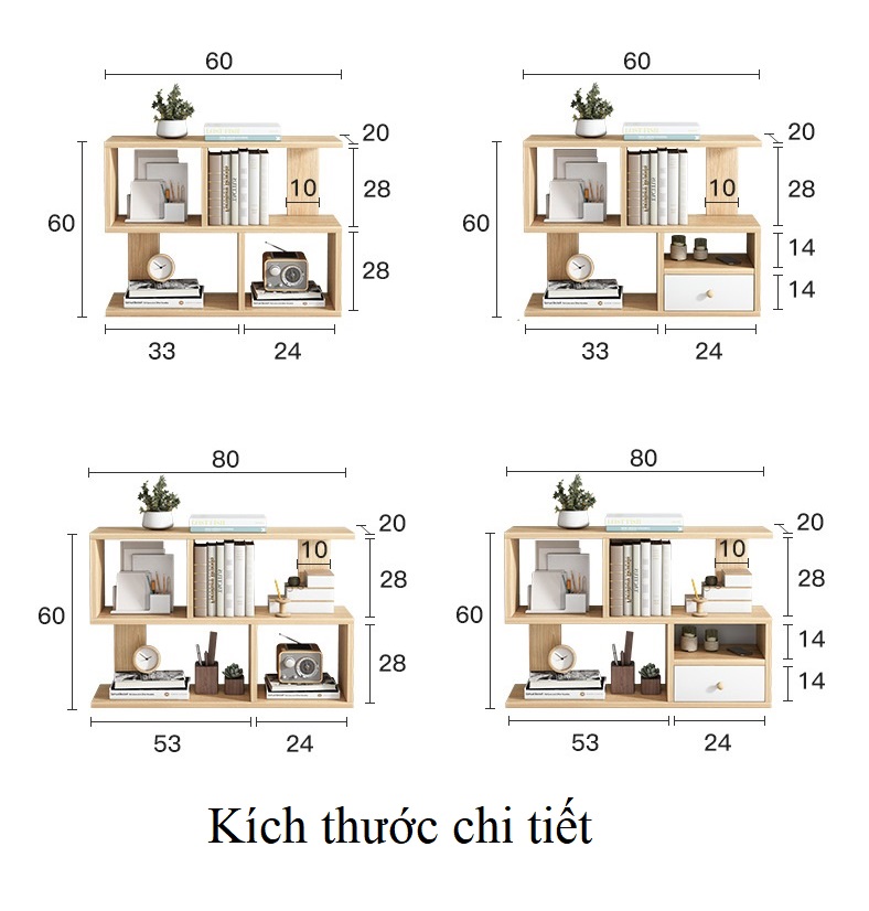 Kệ Sách Để Bàn Làm Việc Bàn Học Cao Cấp FIVO FB20, Dày Dặn, Chắc Chắn, Có Hộc Tủ, Phù Hợp Làm Kệ Trang Trí