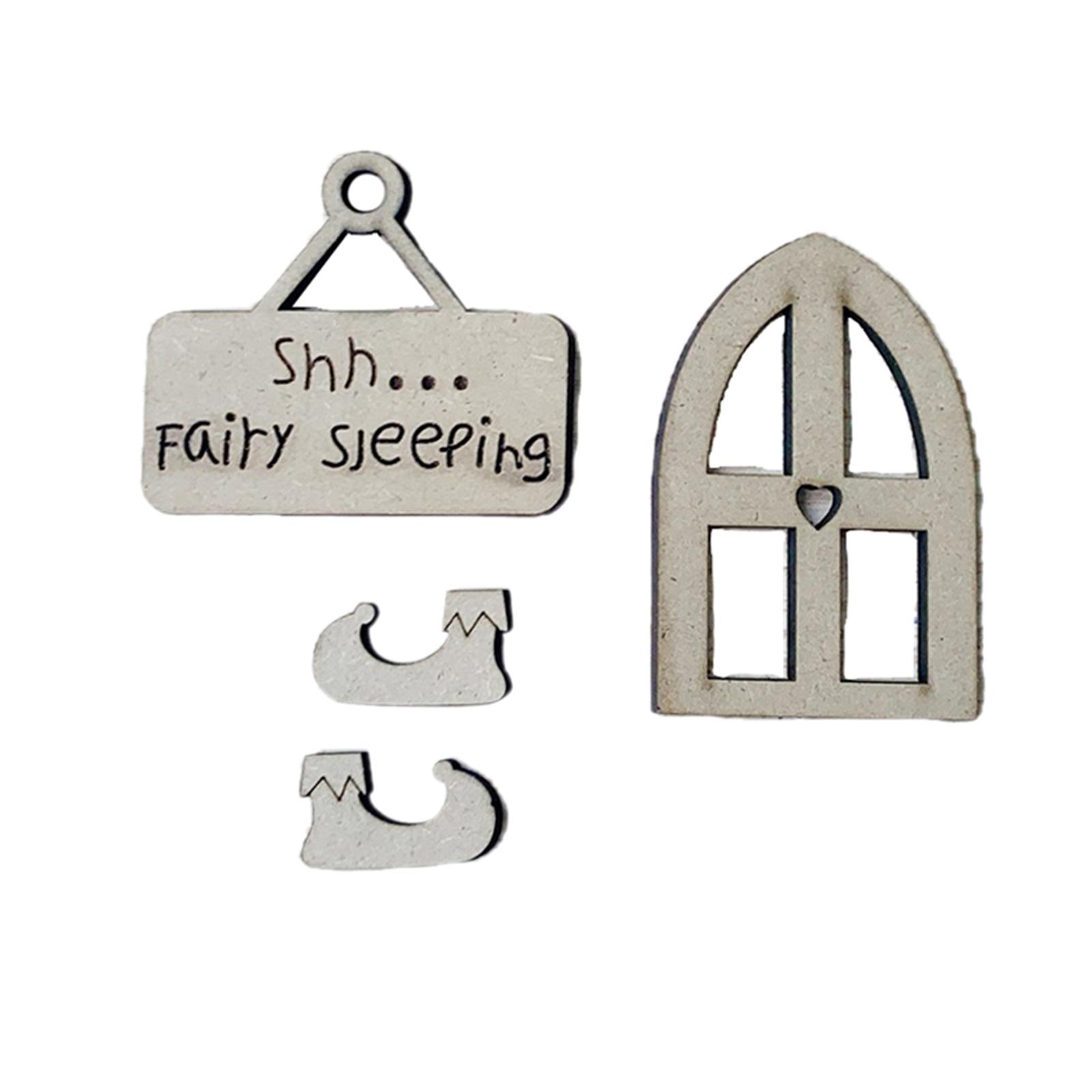 Wooden Miniature Fairy Gnome Window Home Door for Fairy Garden Accessories