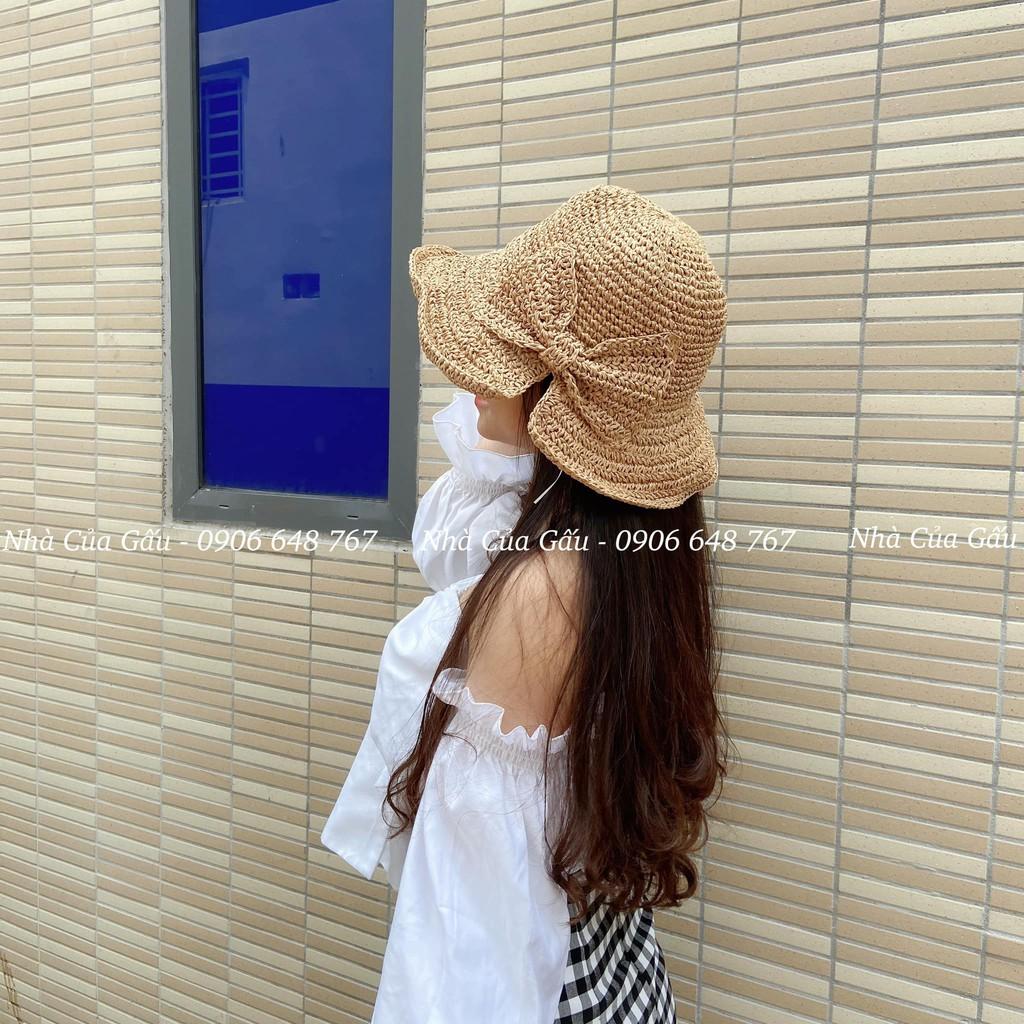 Nón cói đính nơ bảng bự