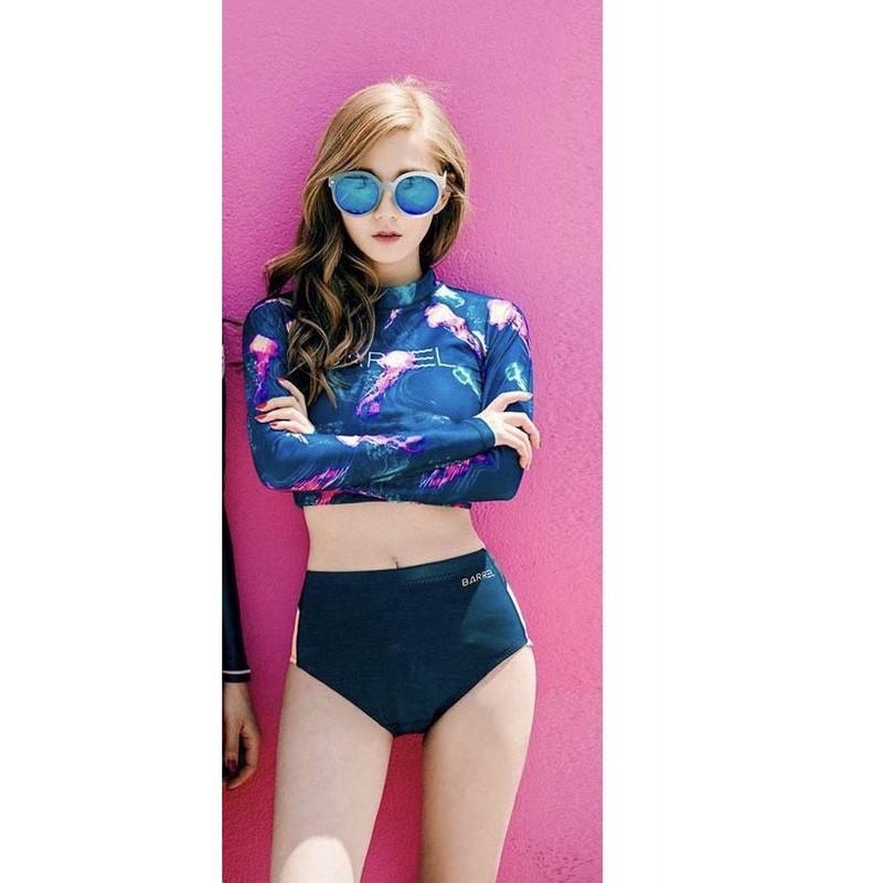 Bikini đồ bơi tay dài phong cách hàn quốc  kèm hình thật  feedback - Mẫu xanh galaxy,Xl