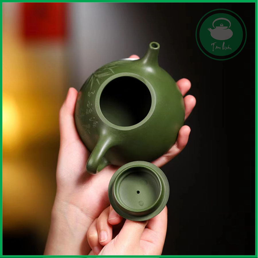 Ấm tử sa thạch biều lục nê Nghi Hưng 180ml