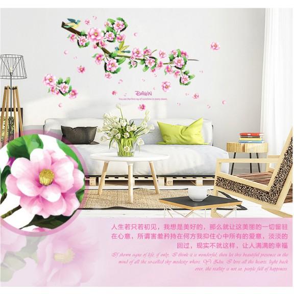 Decal trang trí Hoa Đào hồng xinh đẹp