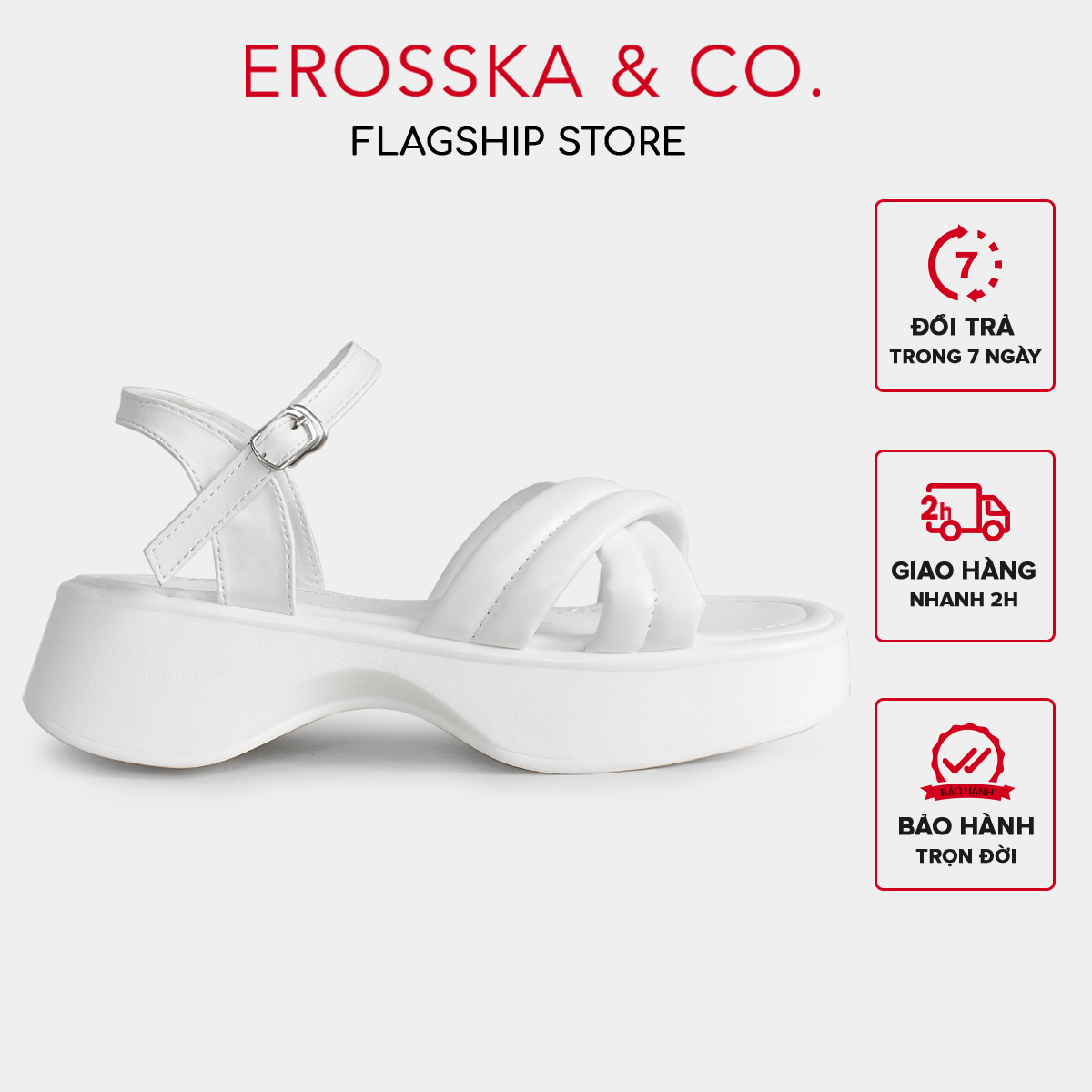 Erosska - Sandal nữ đế xuồng quai chéo dây mảnh cao cấp cao 3cm - SB012