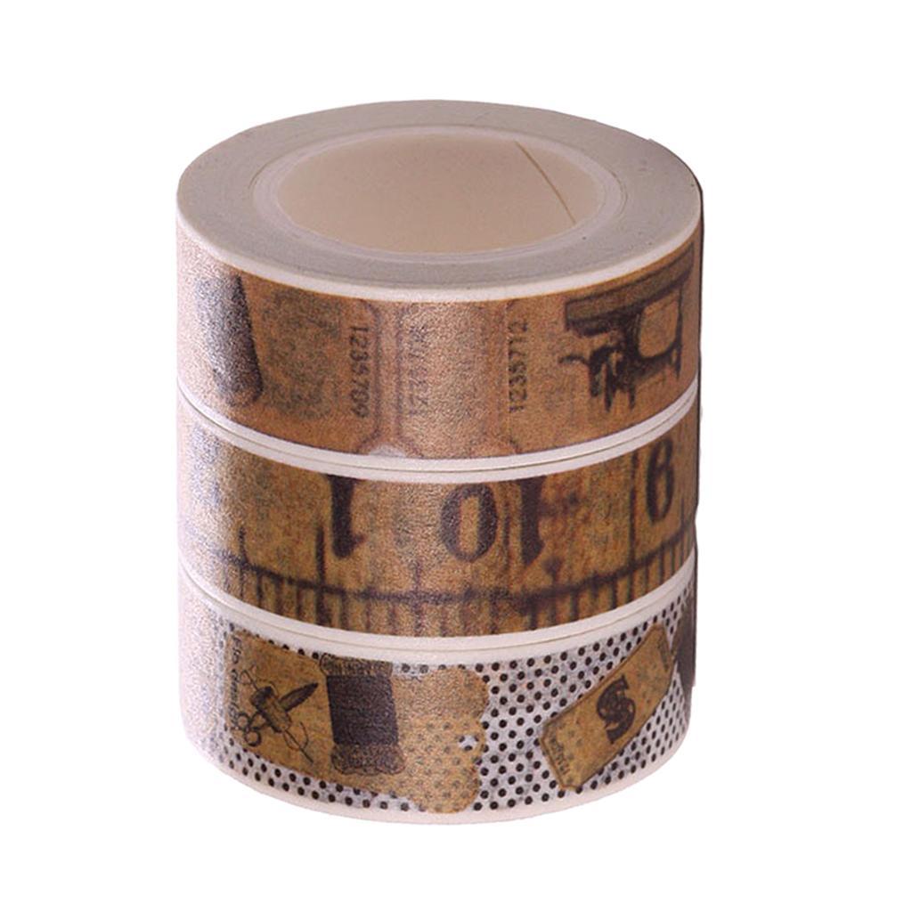 3 Rolls Retro Style Paper Masking Washi Tapes DIY