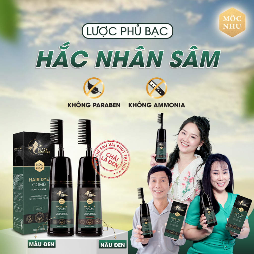 Lược Phủ bạc Hắc Nhân Sâm Hàn Quốc - MÀU ĐEN - Làm ĐEN tóc bạc màu tự nhiên, không gây dị ứng, kích ứng da đầu.