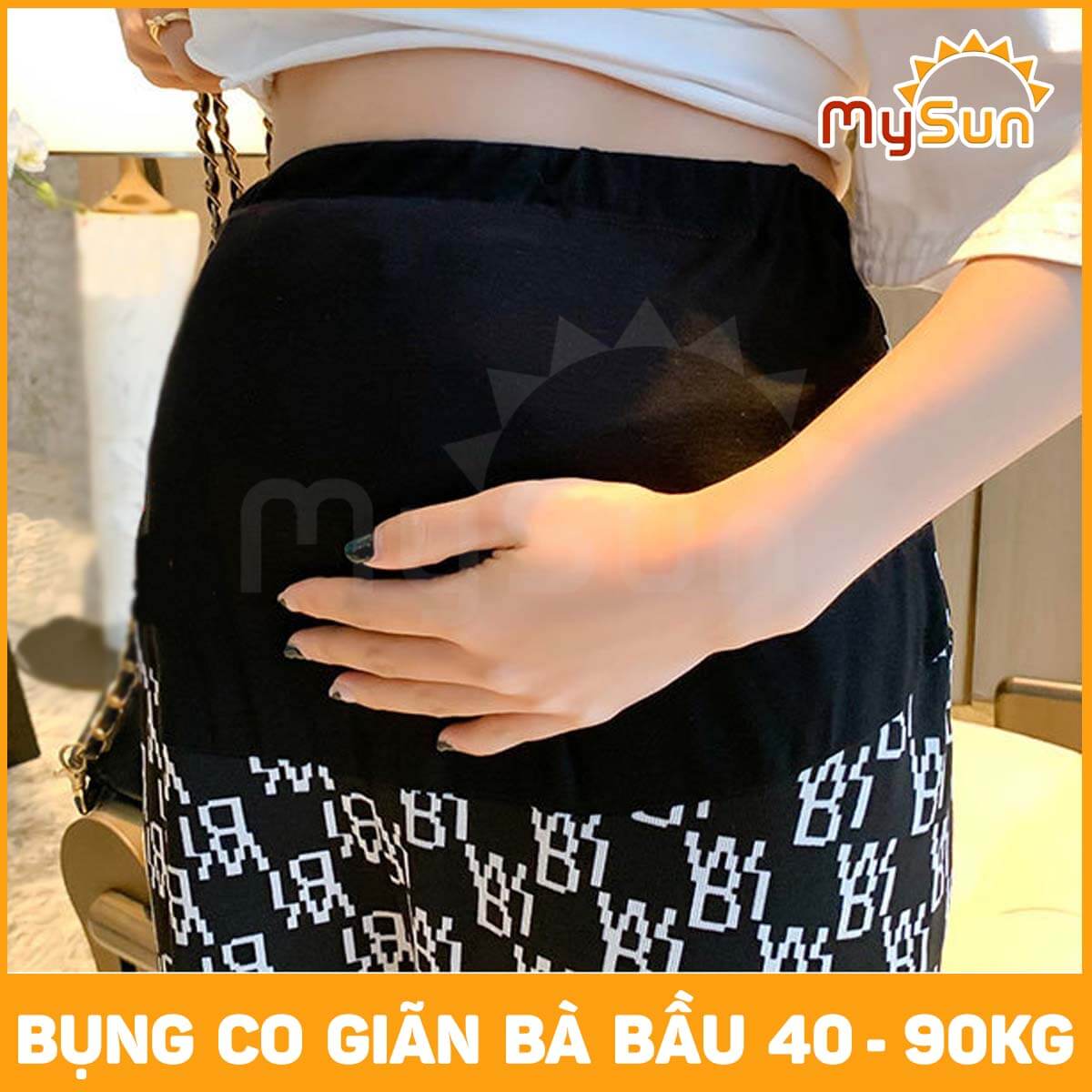 Quần dài công sở ống rộng karo lưng thun dành cho bà bầu mặc đẹp