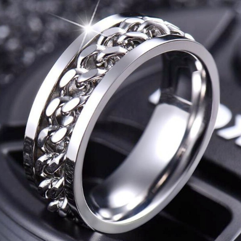 Nhẫn Nam Dây Xích Titan Ko Đen TT 3137