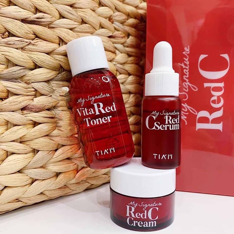 Nước Hoa Hồng Dưỡng Trắng, Se Khít Lỗ Chân Lông Tiam My Signature Vita Red Toner Minisize 40ml + Tặng Kèm 1 Sample Huxley ( Loại Ngẫu Nhiên)