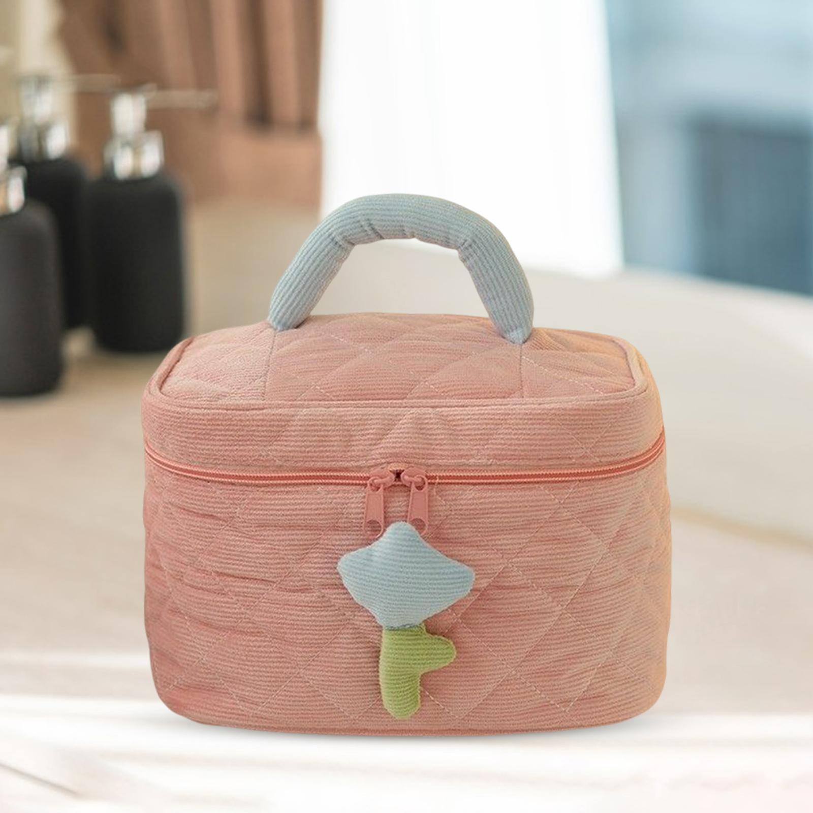 Fashion Cosmetic Bag Pouch Organizer Zipper Corduroy Toiletry Bag