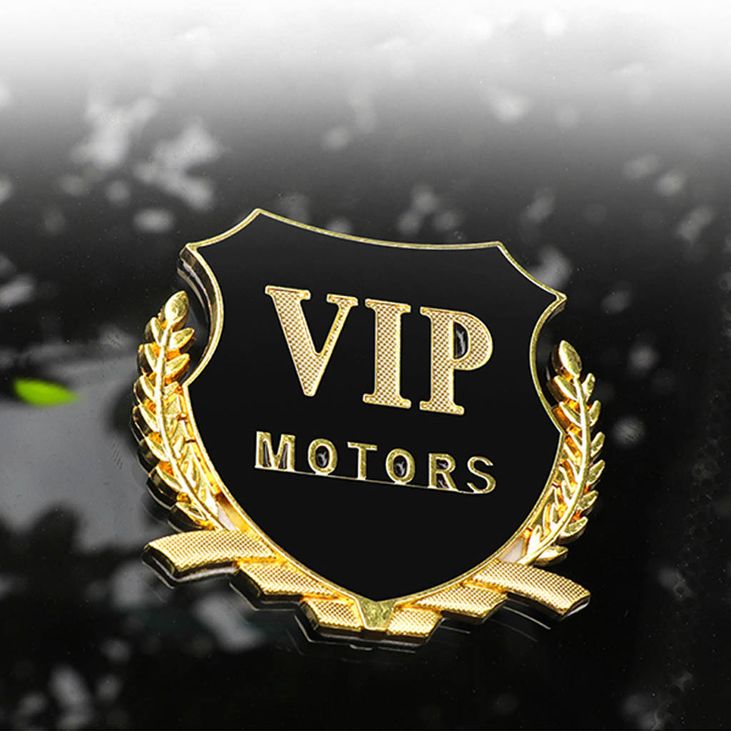 Bộ 2 Logo VIP Motors Kim Loại Dán Trang Trí Ô Tô - Có Keo Dán 3M Đi Kèm