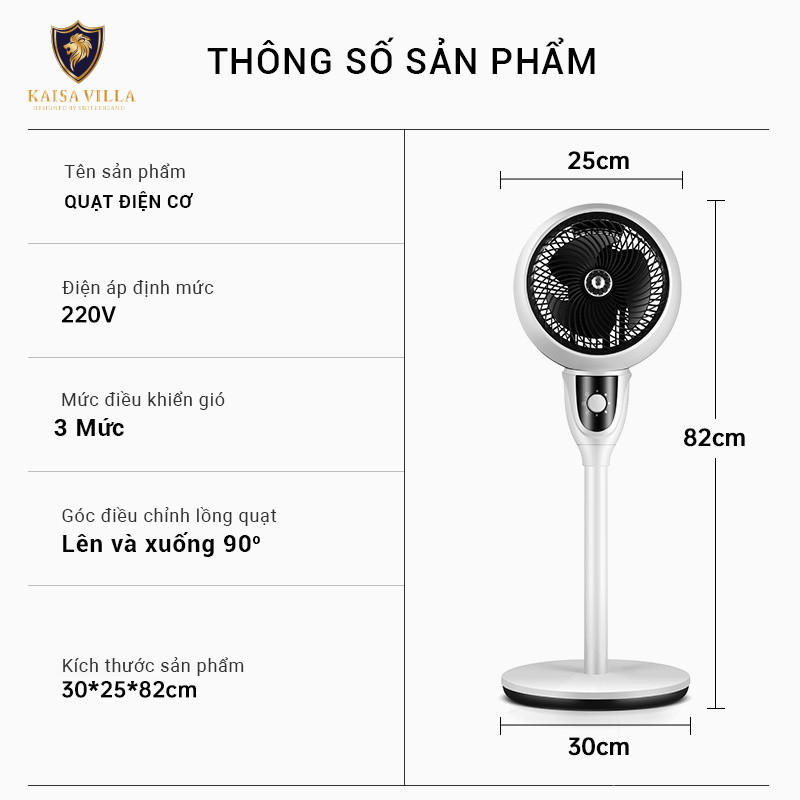 Quạt Cây Đứng Kaisa Villa JD-8112 Loại Cơ Và Điều Khiển - Hàng Chính Hãng