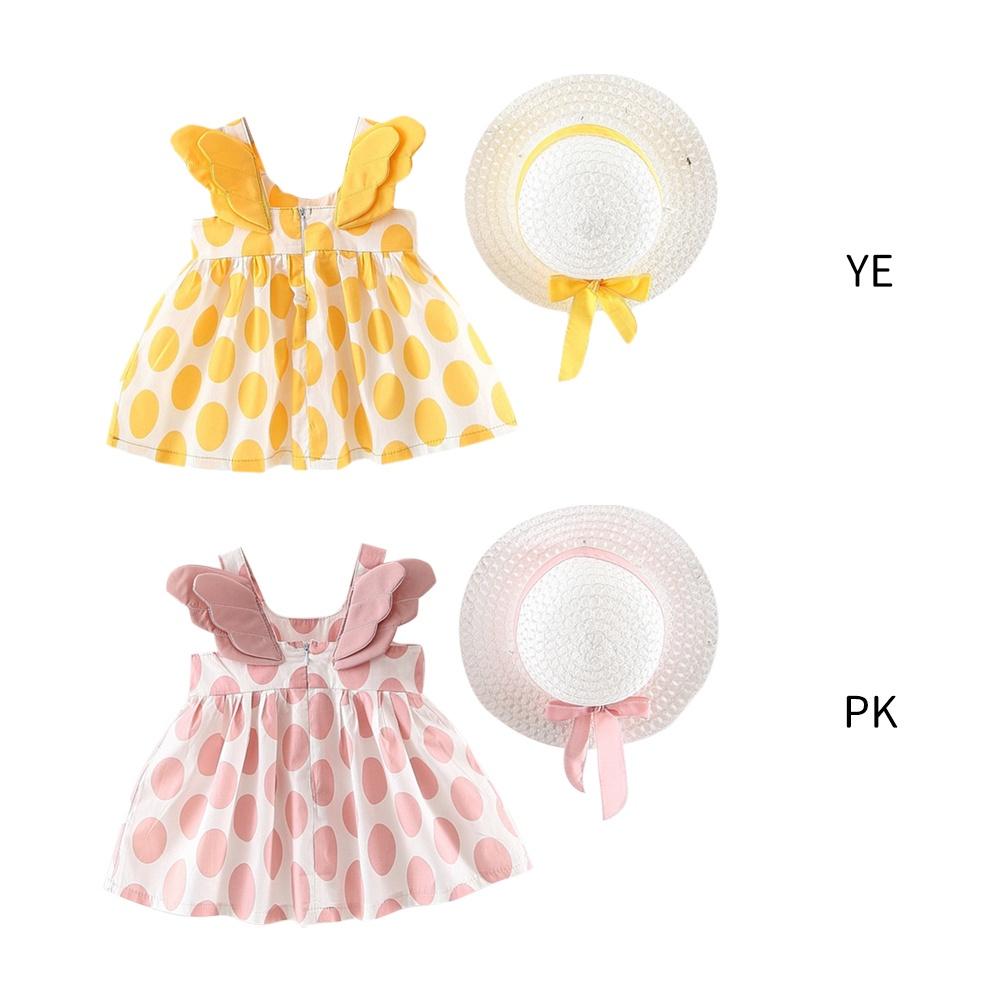 Đầm công chúa không tay họa tiết chấm bi 3D kèm nón dành cho bé gái 12-18 tháng tuổi 18-24 tháng tuổi