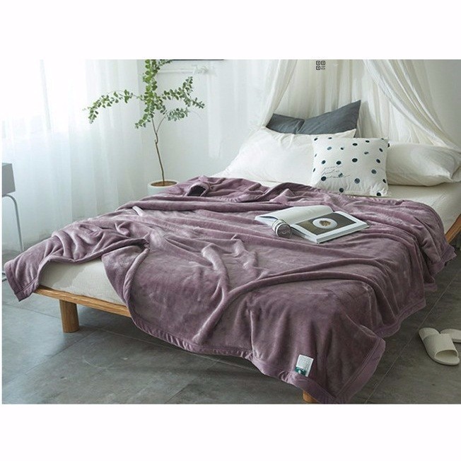 Chăn lông thỏ loại trơn kích thước 2m2m3 - màu tím môn