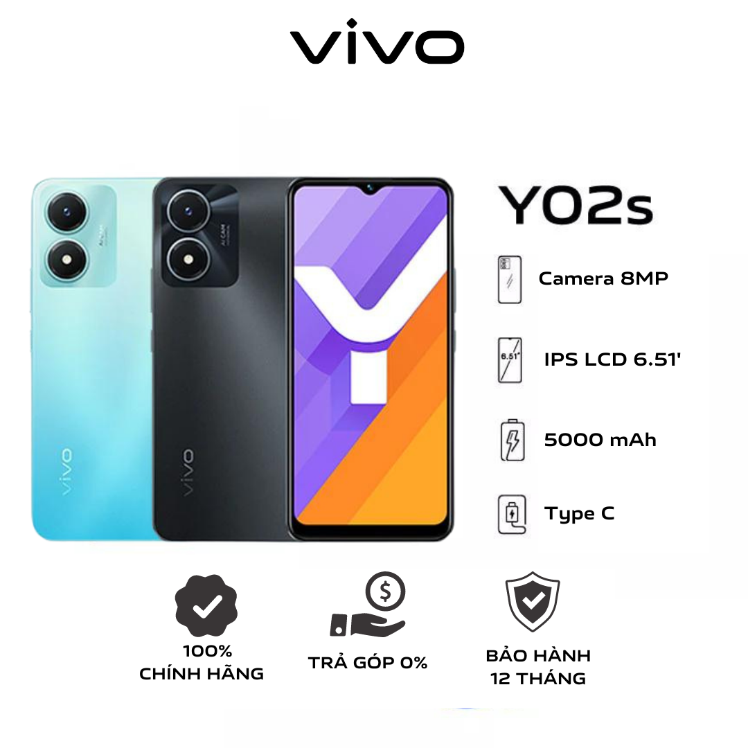 Điện thoại Vivo Y02s  (3GB/32GB) - Hàng Chính Hãng