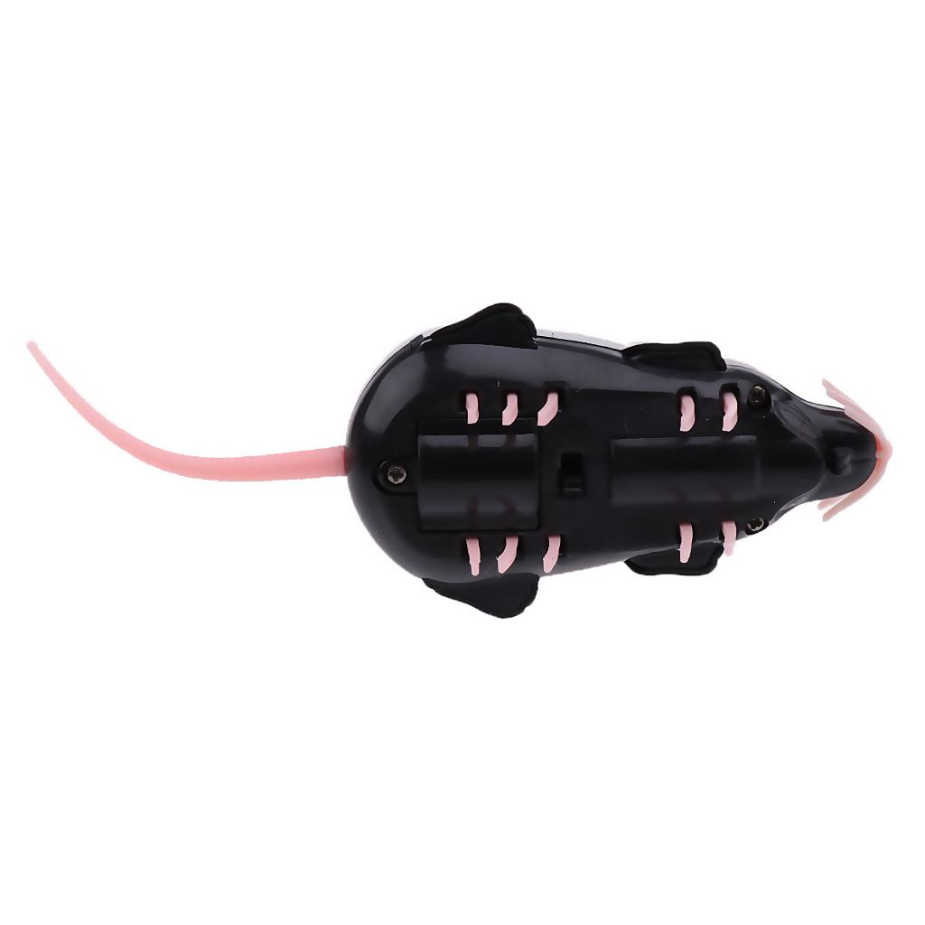 Funny Electric Running Mouse Rat Move Tail Cat Kitten Interactive Toy Black