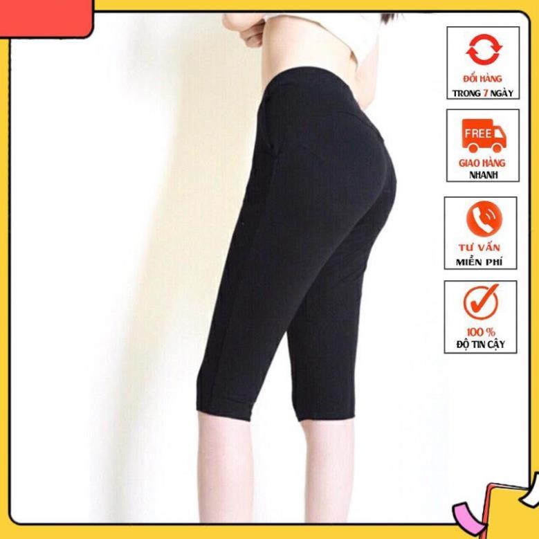 Quần đùi lửng, quần tập gym nữ chất cotton siêu co giãn mã 09xmtk