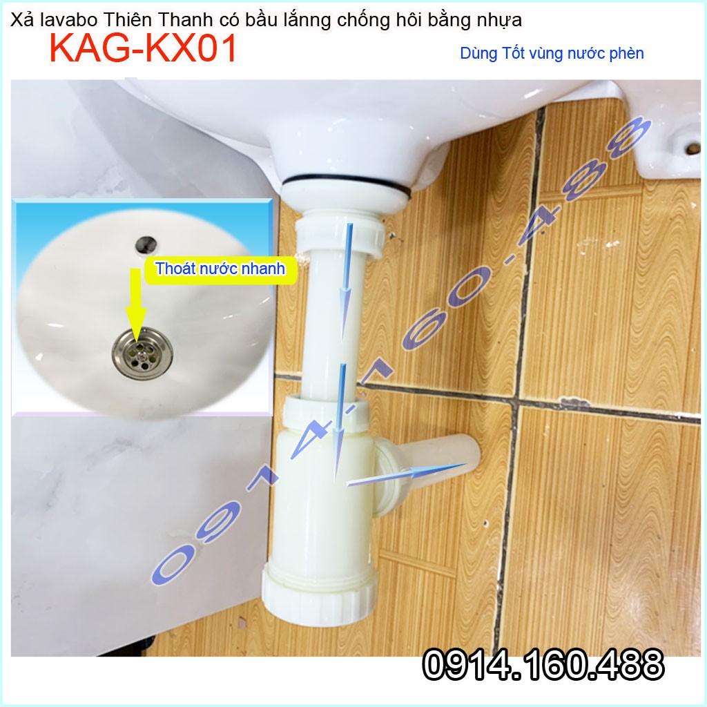 Bộ xả lavabo Thiên Thanh KAG-KX01,xả chậu rửa mặt chặn tóc có bầu lắng chống cặn thoát nhanh xả tốt