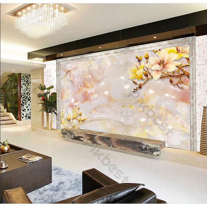 Tranh dán tường Hoa thủy tiên nổi bật, tranh dán tường 3d hiện đại MS633751