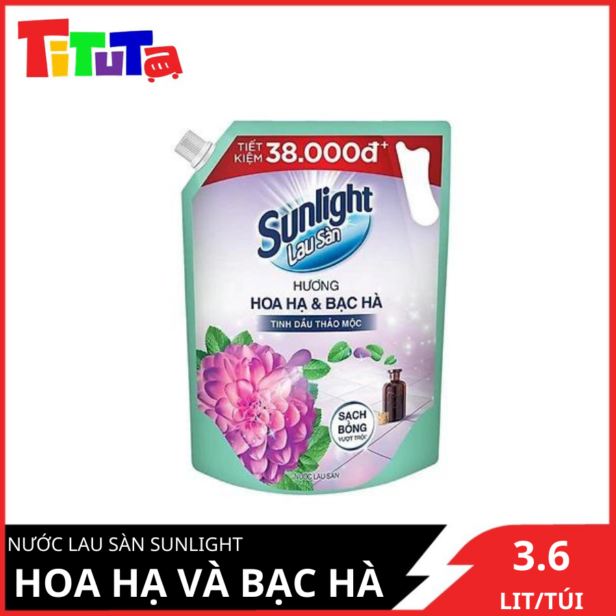 Nước lau sàn SUNLIGHT tinh dầu hương hoa hạ và bạc hà 3.6kg