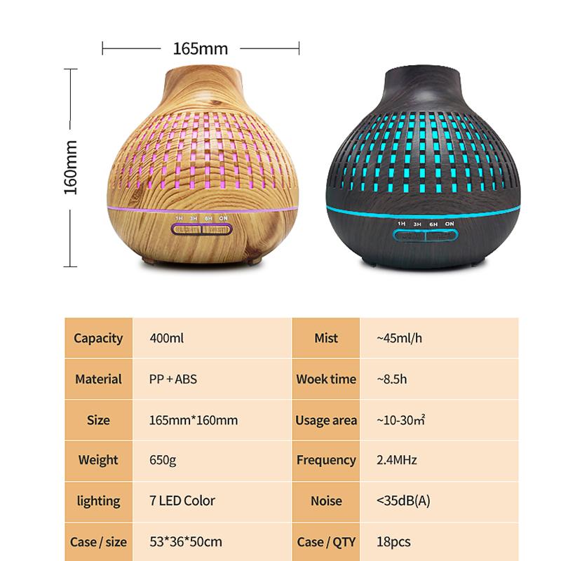 400Ml Máy Phun Sương Tạo Độ Ẩm Điện Máy Khuếch Tán Lọc Không Khí Gỗ Siêu Âm Thanh Máy Tạo Độ Ẩm Phun Sương Tinh Dầu Thông Thơm Mát Phun Sương Tạo Cho Gia Đình