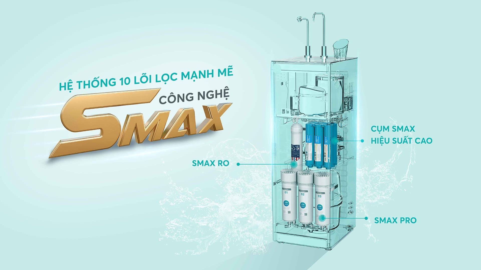 Máy lọc nước nóng lạnh Karofi KAD-N91 10 lõi Smax hàng chính hãng