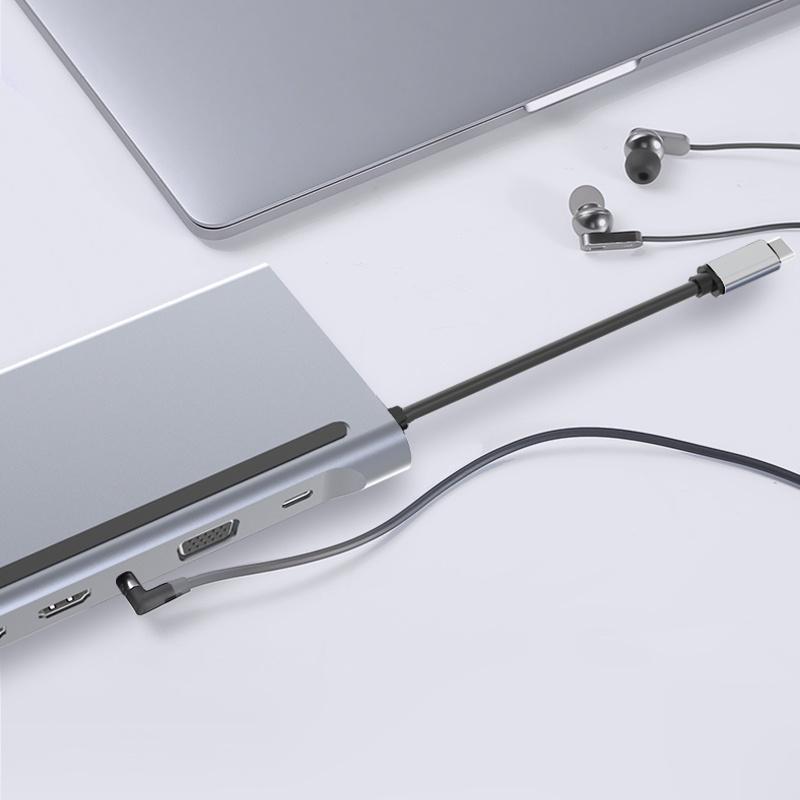 Bộ Chuyển Đổi 12 Trong 1 Type-C Sang HDMI 4k Rj45 VGA PD Đầu Đọc Thẻ SD / TF USB3.0 USB C Hub Cho Laptop PC